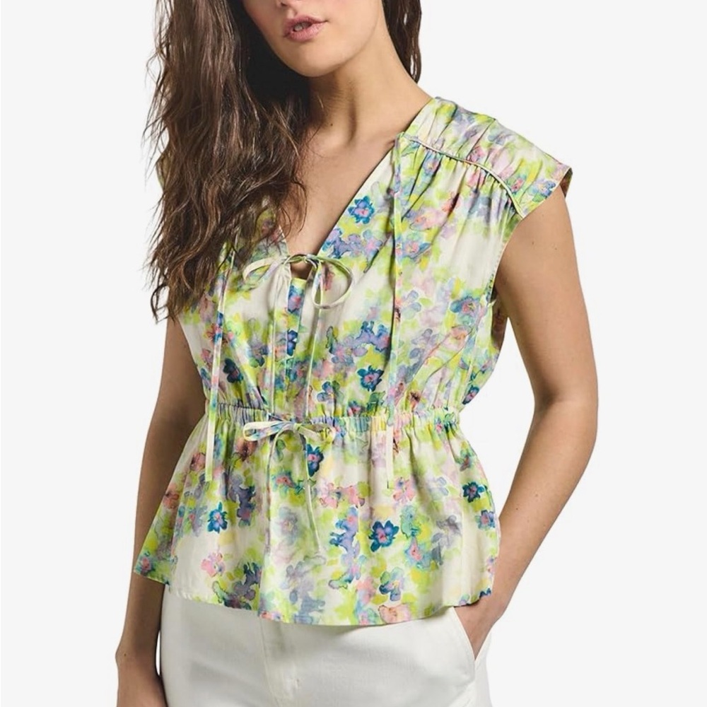 NWT-Derek Lam 10 Crosby Women's Caroline Double Tie Top
